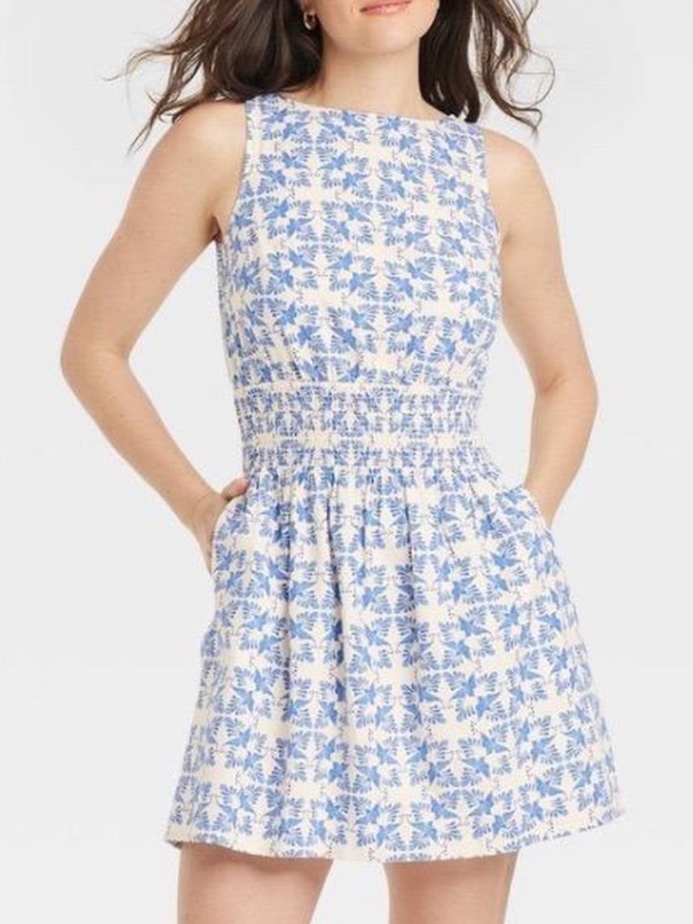 Universal Thread blue patterned scoop neck dress